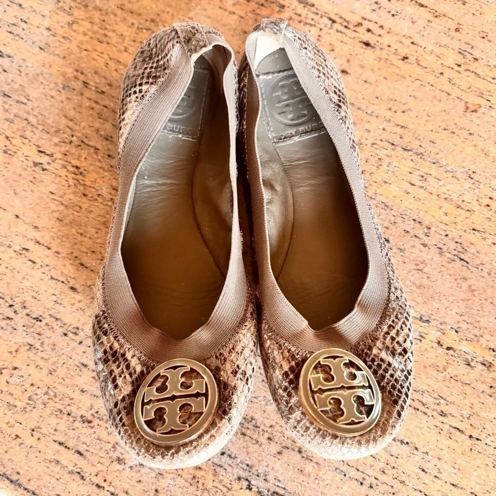 Tory Burch | Snakeskin Ballet Flats grey gray two-tone python sz 6